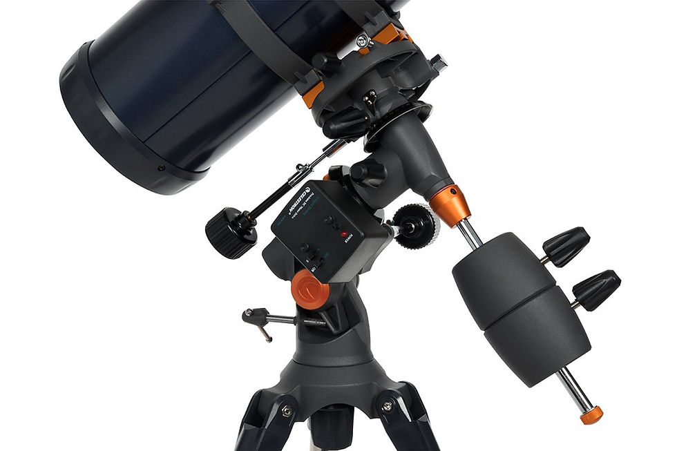 Thumbnail: Celestron AstroMaster 130 EQ Motor Drive Telescope mount side
