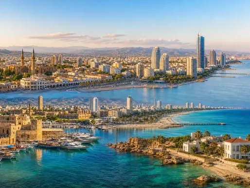 Panoramic Cyprus locations combining coastal and urban living