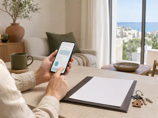 Cyprus holiday accommodation owner reviewing registration and rental documents