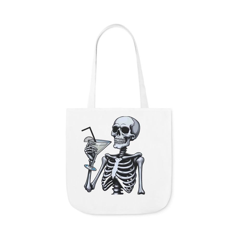 Thumbnail: Skeleton Martini Inspired Canvas Tote Bag