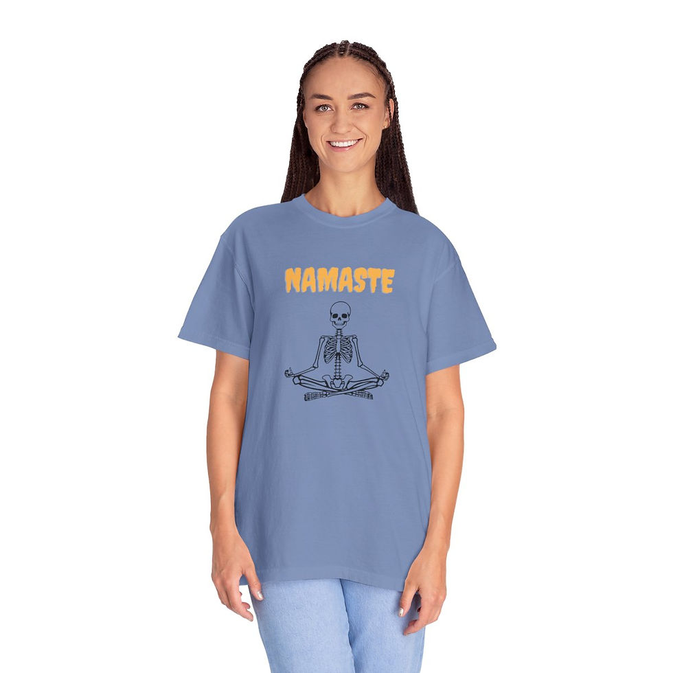 Thumbnail: Halloween Namaste Skelton Tee