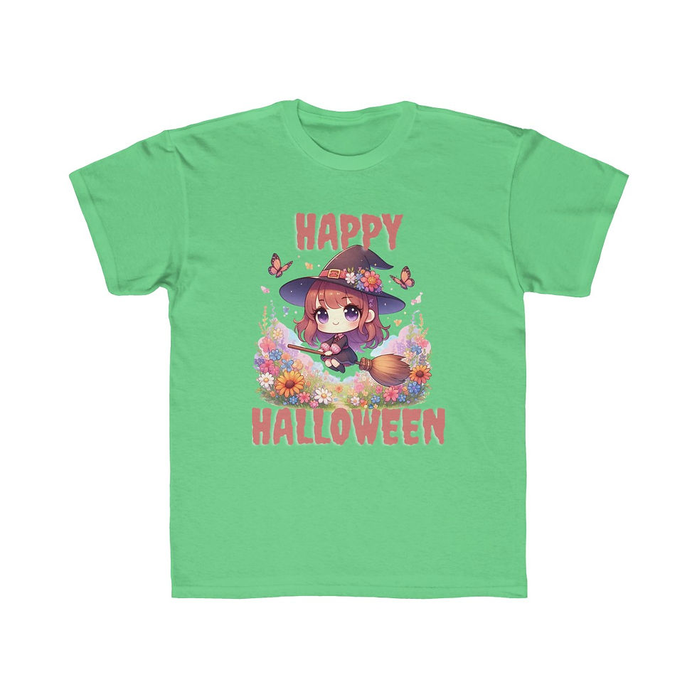 Thumbnail: Happy Halloween Cute Witch Kids Regular Fit Tee