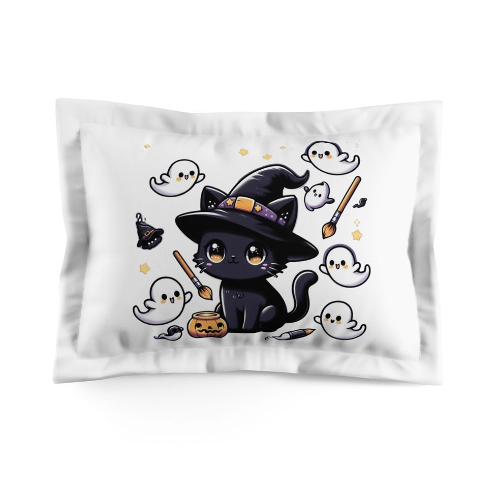 Kids Cute Black Cat Halloween Matching Microfiber Pillow Sham