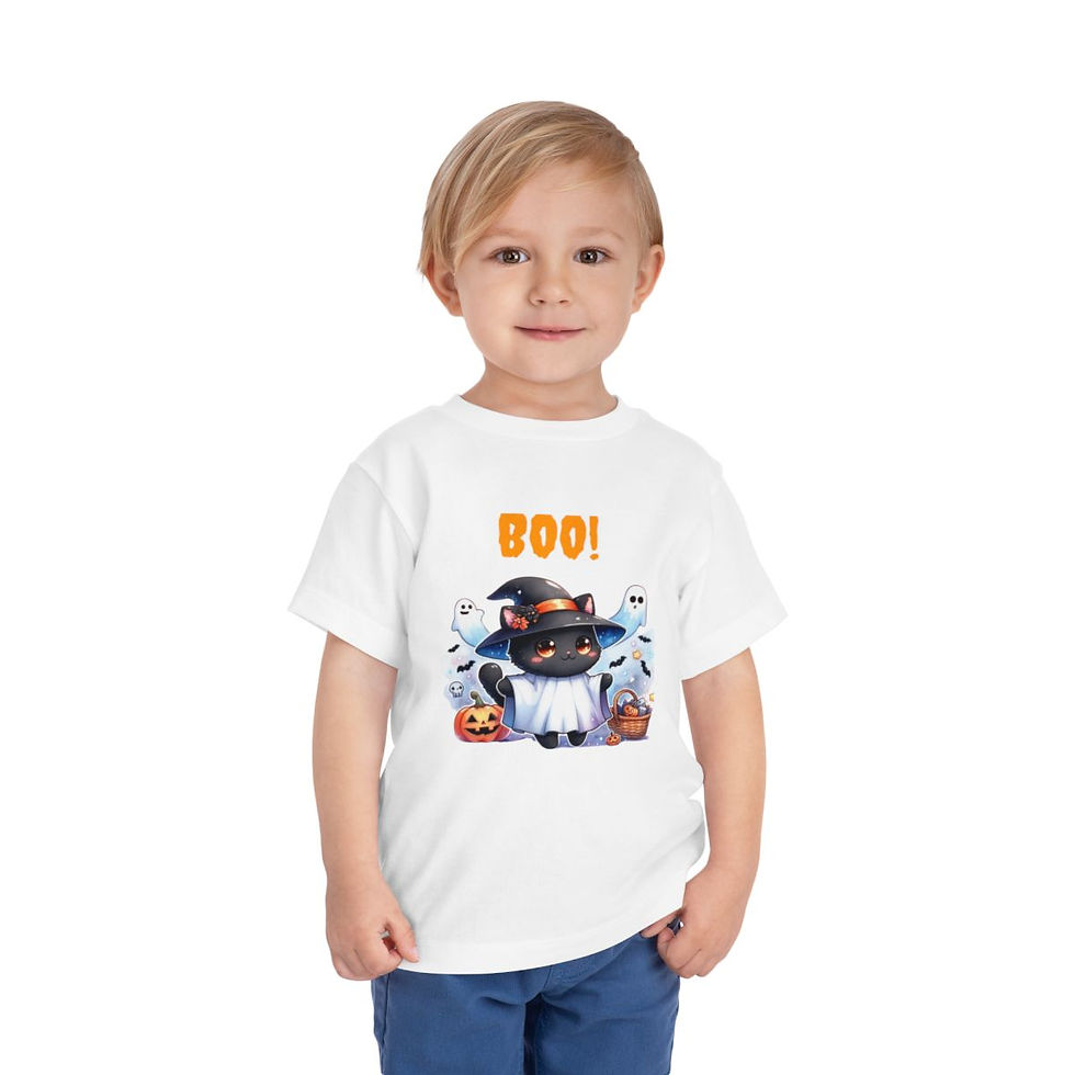 Black Baby Cat Halloween Toddler Short Sleeve Tee