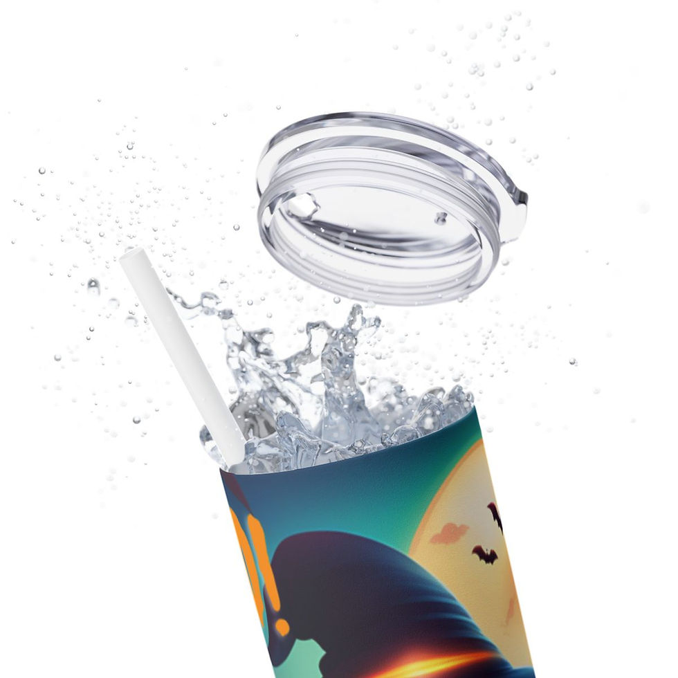 Thumbnail: Florida Beach Halloween Pumpkin Skinny Tumbler with Name, 20oz