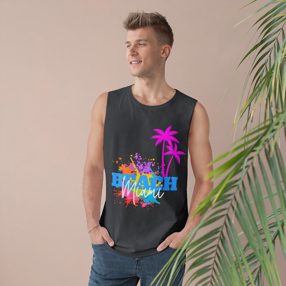 Welcome to "Miami" Mixed Color Splatter Beach Men's Barnard Tank