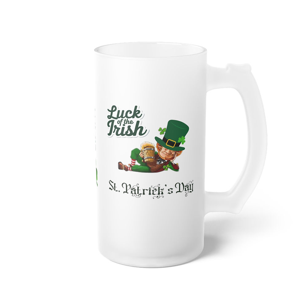 Thumbnail: St. Patrick's Day Frosted Glass Beer Mug  16 oz.