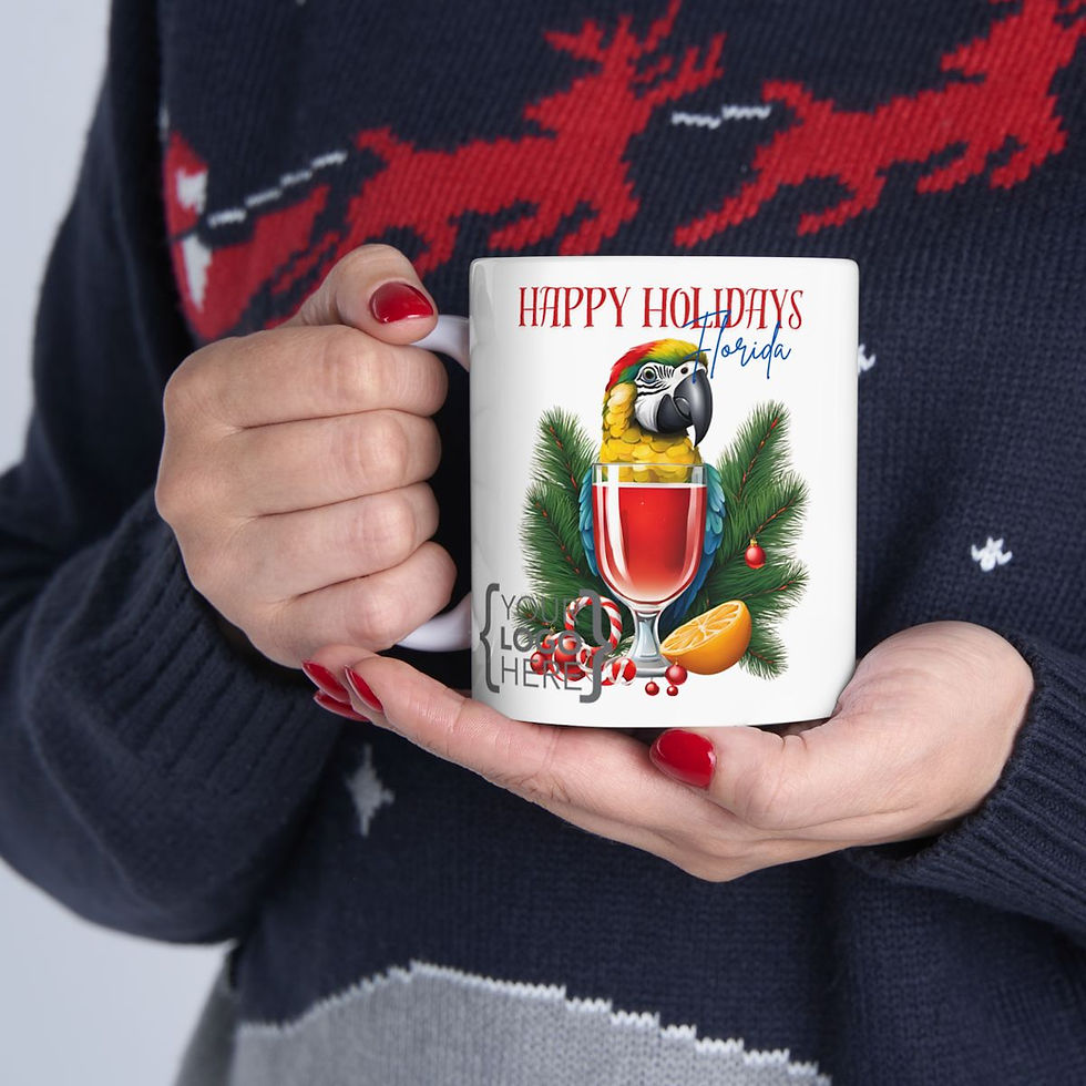 Thumbnail: Corporate Gift Fun Parrot Christmas Ceramic Mug, (11oz, 15oz)