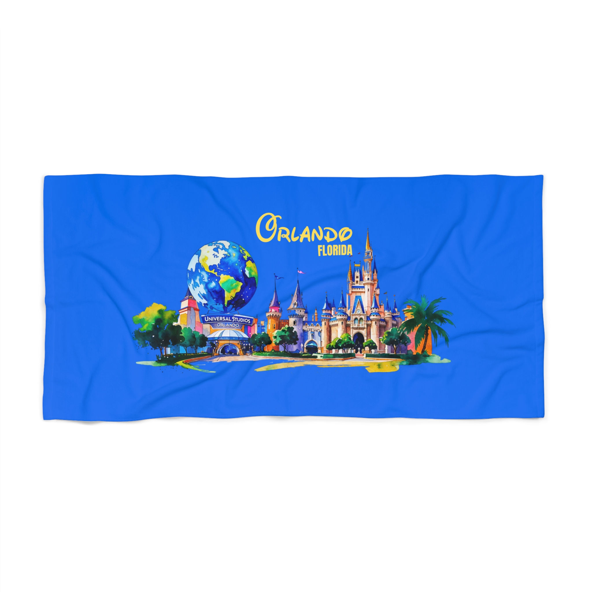 Orlando Florida Ocean Blue Castle Beach Towel | Vacation Souvenir