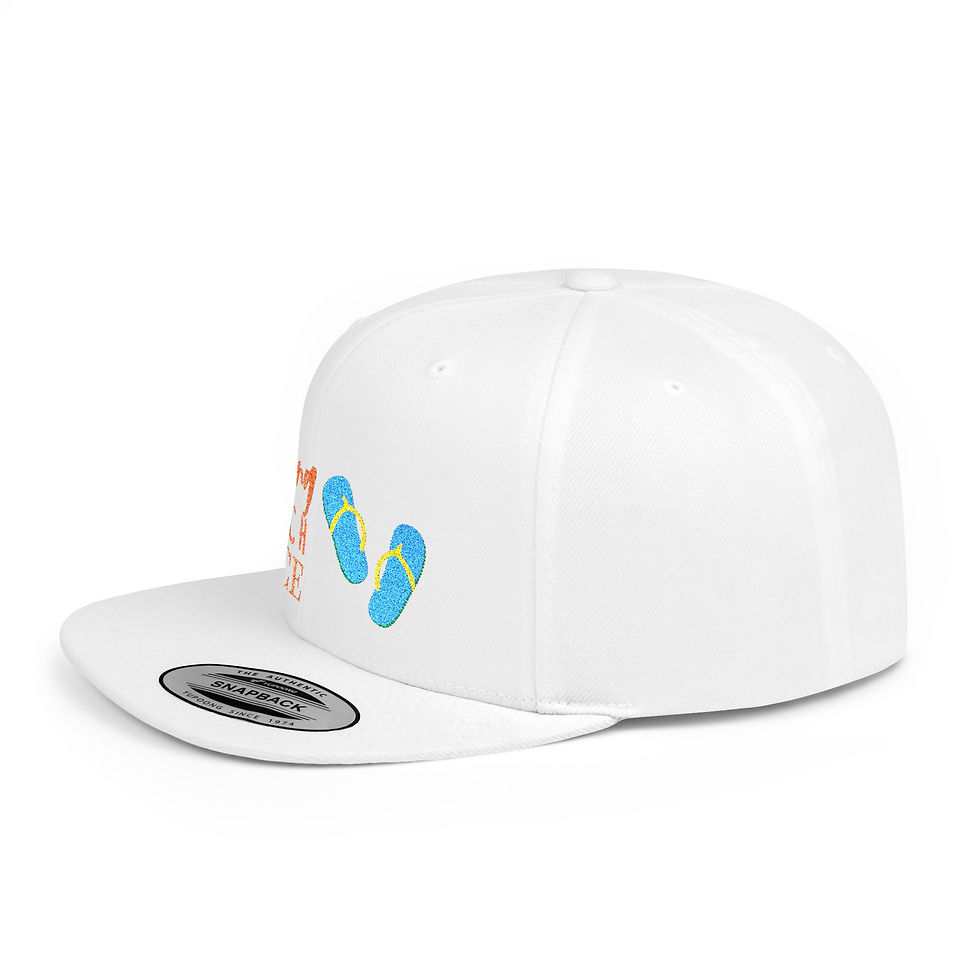 Thumbnail: Resting Beach Face Flat Bill Snapback Cap