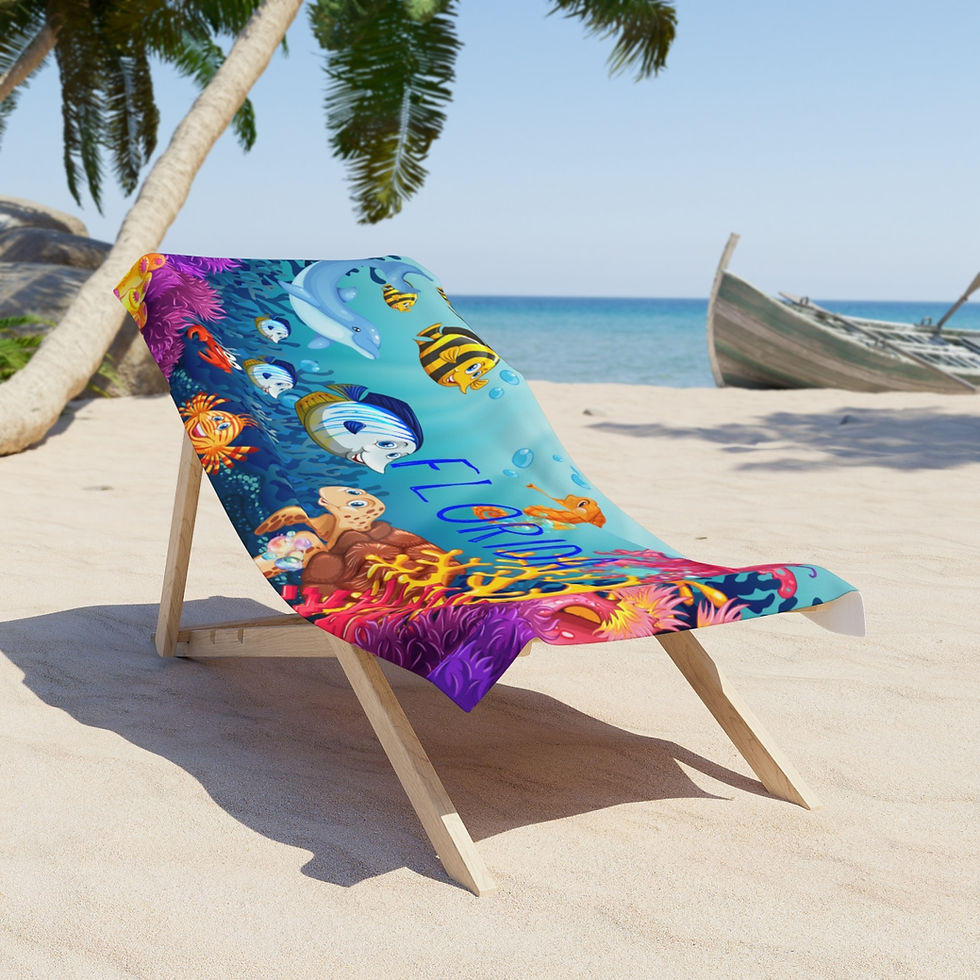 Thumbnail: Kids Vibrant Florida Ocean Keepsake Beach Towel 