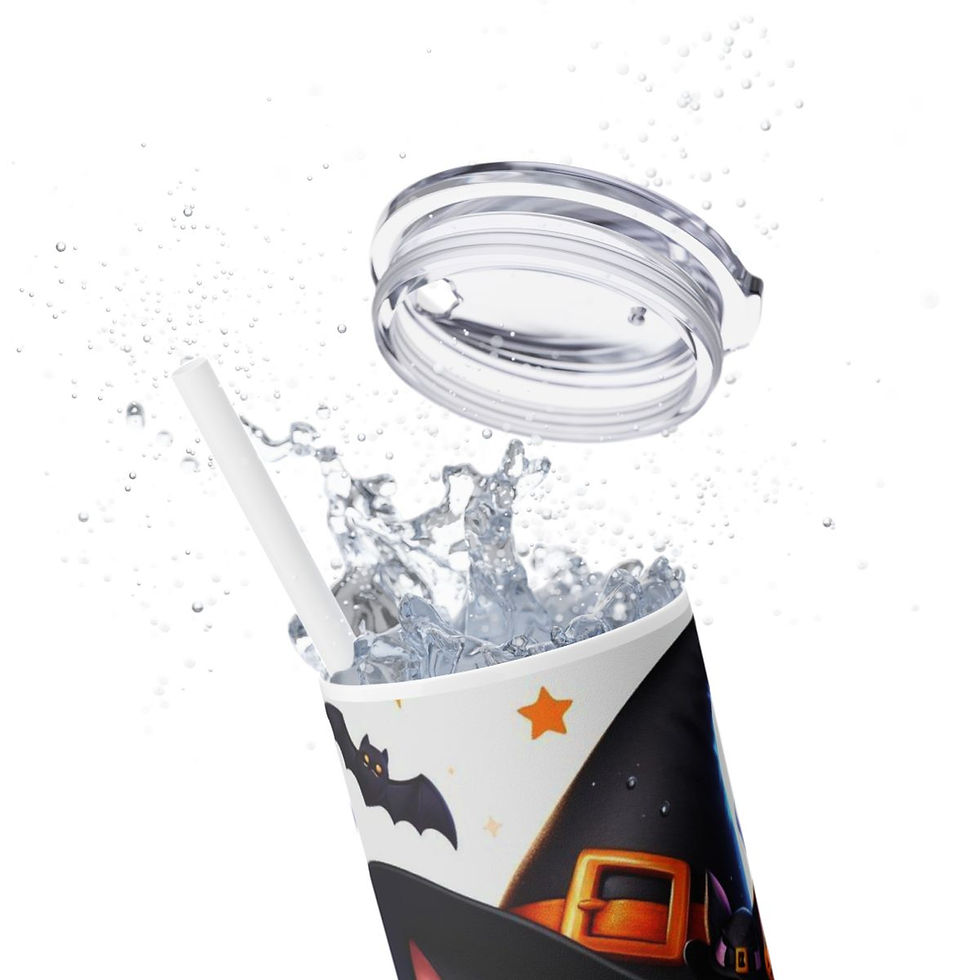 Thumbnail: Cute Baby Black Cat Halloween Skinny Tumbler with Straw, 20oz (TM)