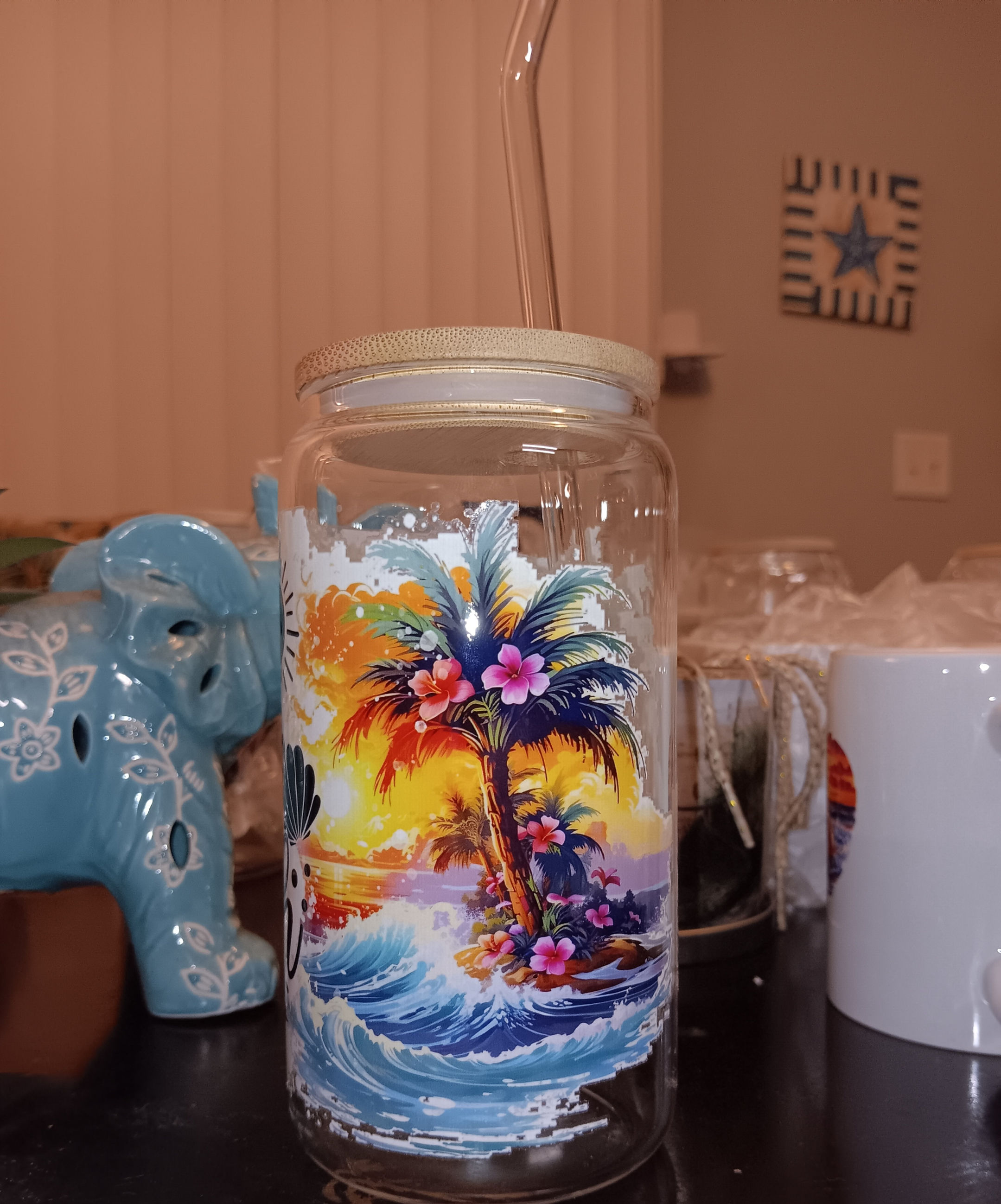 Life is Better at The Beach 16 oz Sipper w/Glass Straw