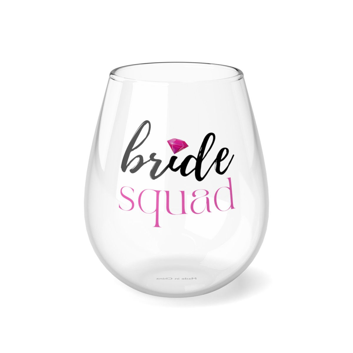 "Bride Squad" Bridesmaid Stemless Wine Glass Gift, 11.75oz