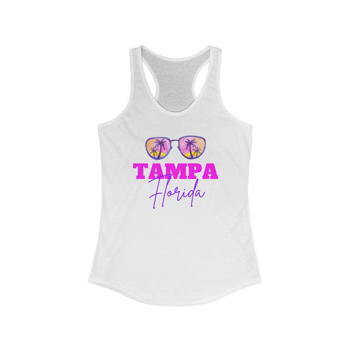 Women's Ideal TAMPA FLORIDA Boutique Deep Sunglasses Racerback Tank
