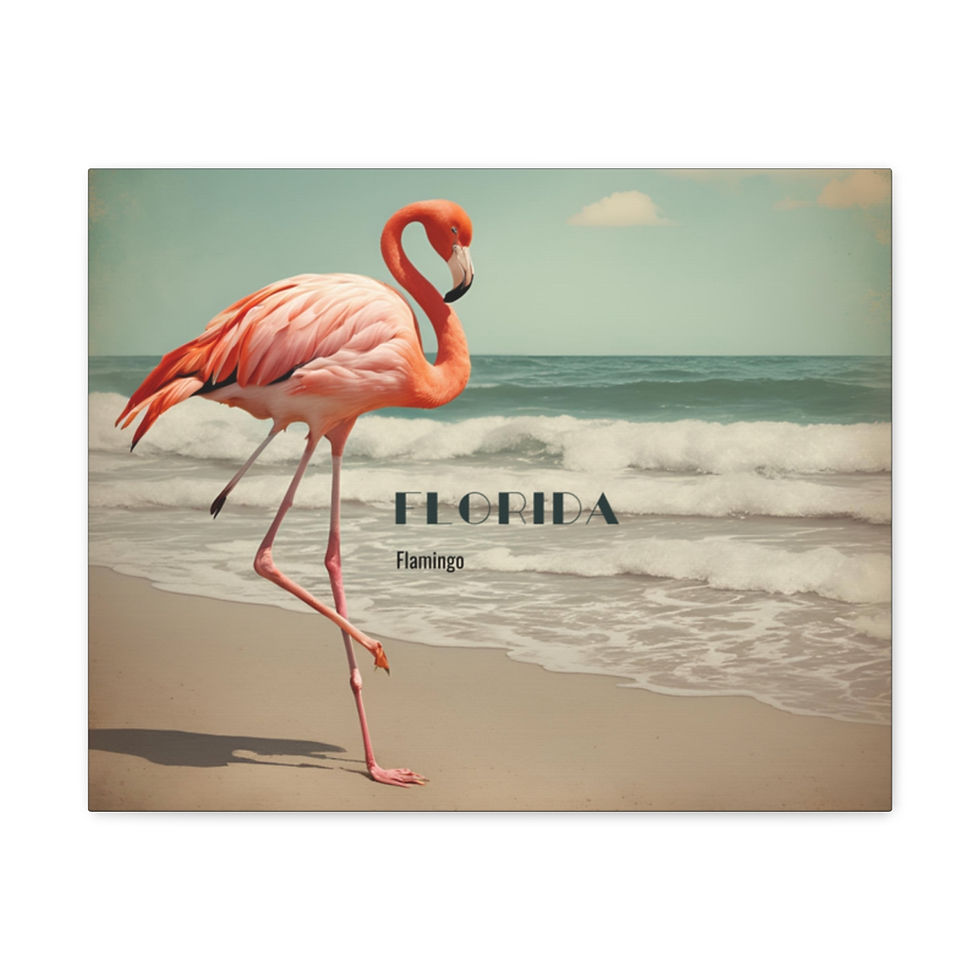 Thumbnail: Vintage Art Florida Flamingo Canvas Gallery Art
