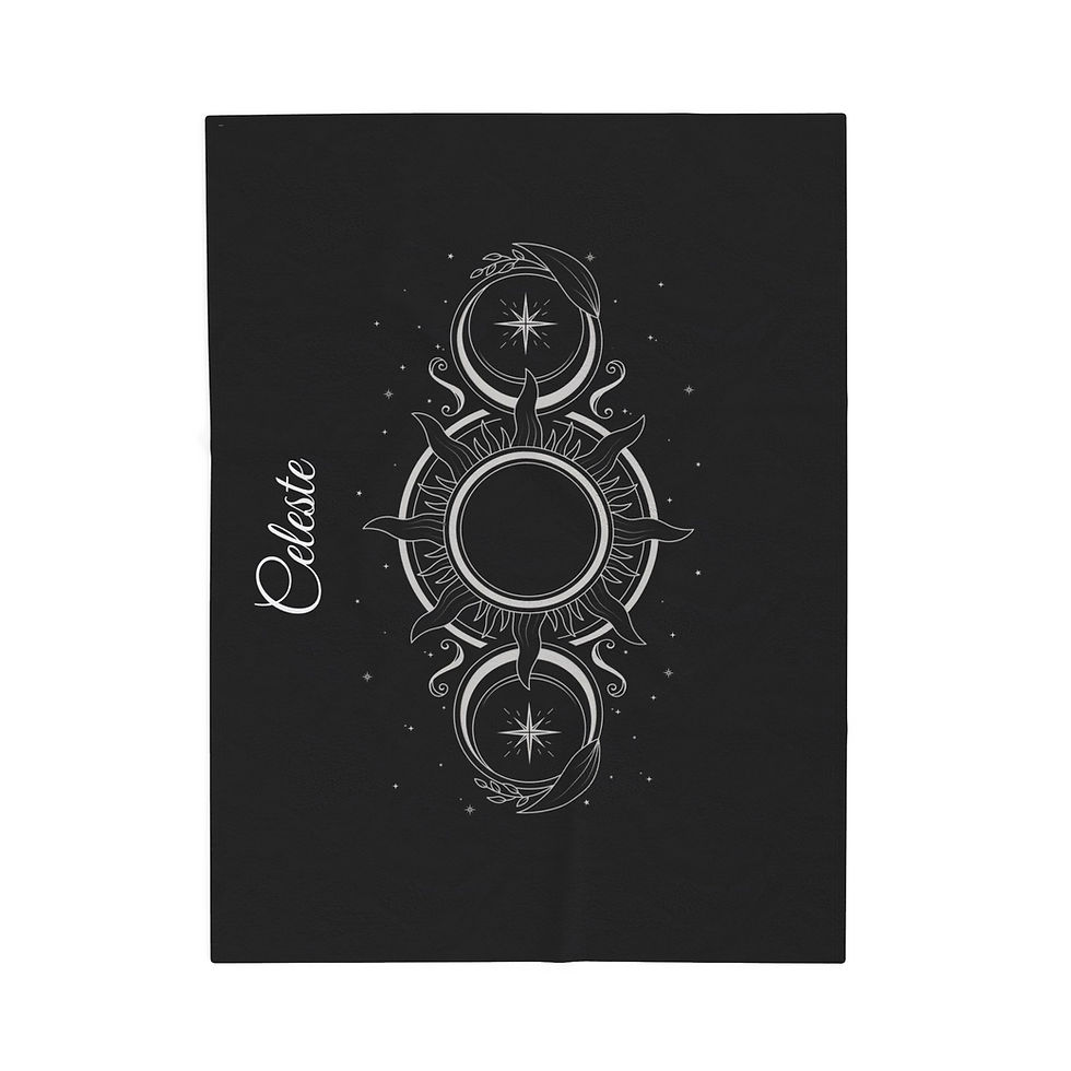 Thumbnail: Personalized Goddess Moon Velveteen Plush Blanket | BLACK