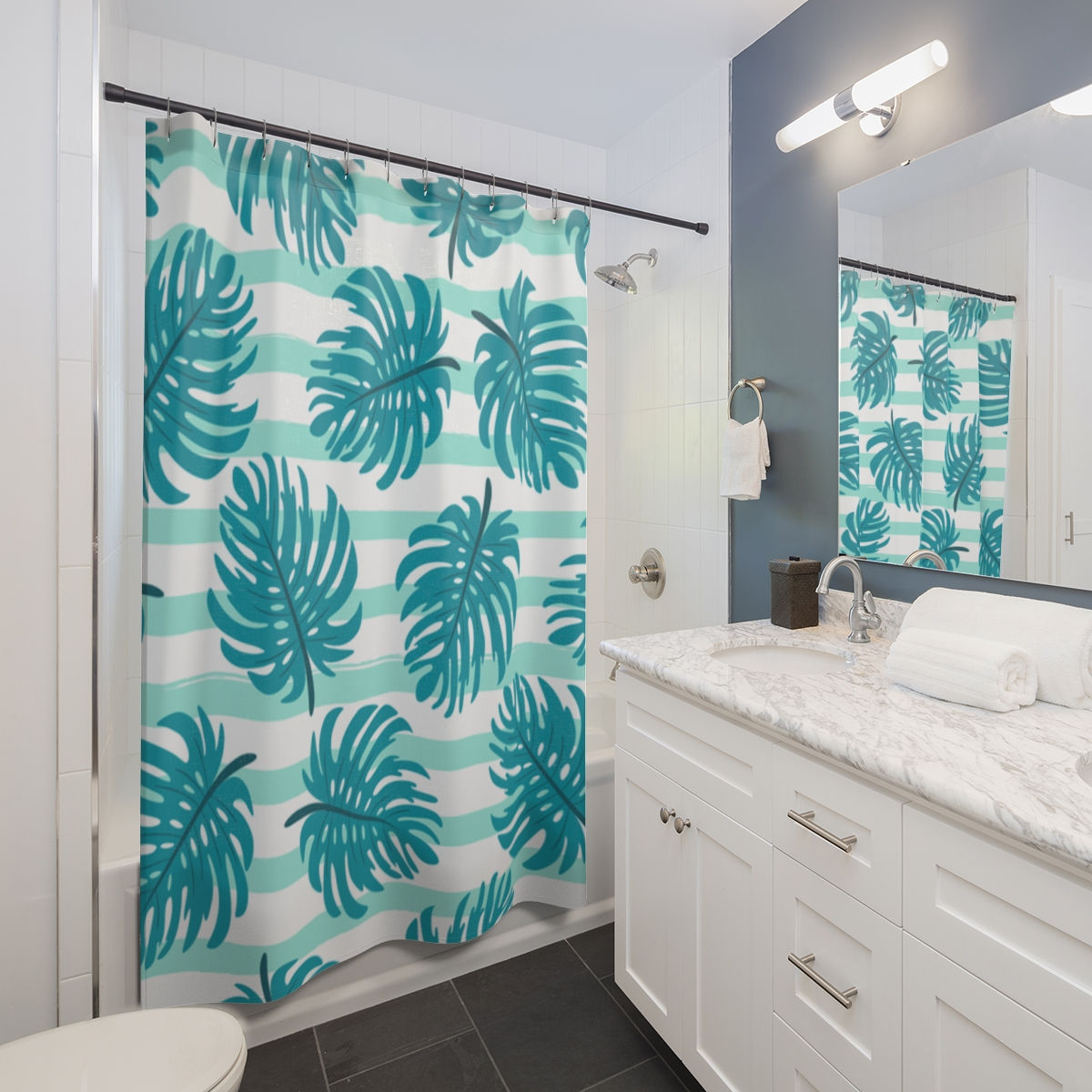 Coastal Palm Design Shower Curtain