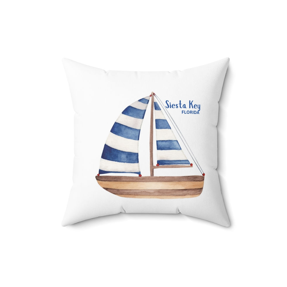 Thumbnail: Siesta Key Florida Coastal Island Art Spun Polyester Square Pillow