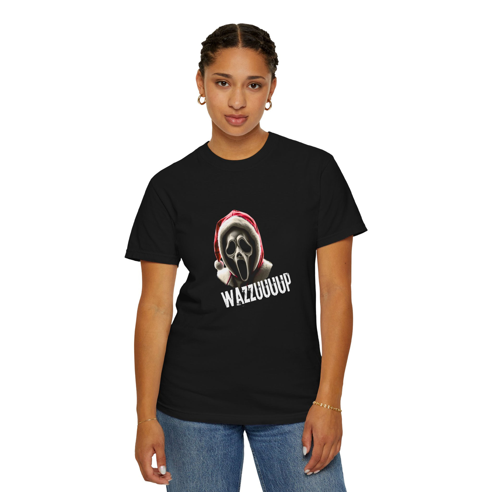 Wazzzzup Ghost Christmas Unisex Softstyle Tee | BLACK