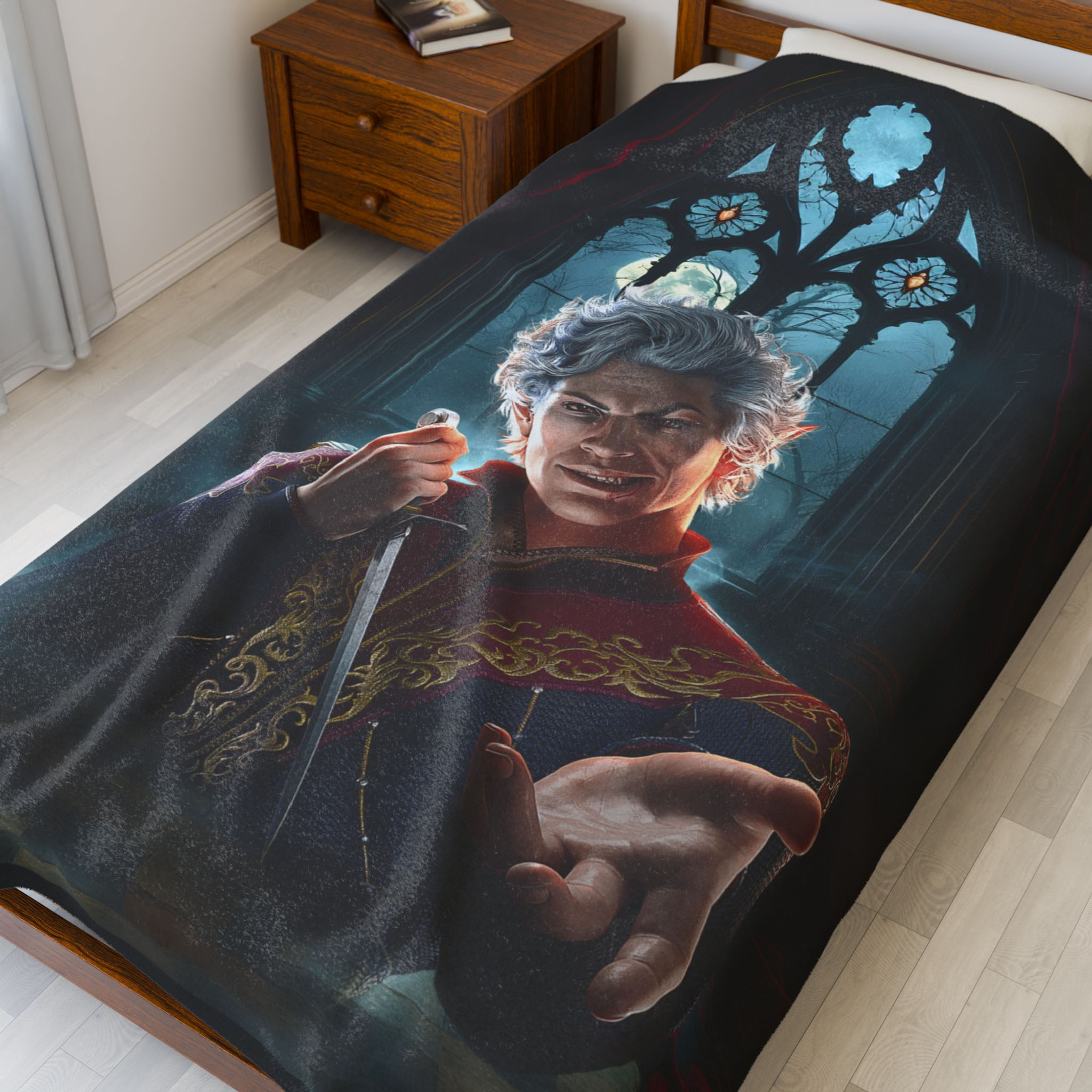 Baldur's Gate Astarion Moonlight Velveteen | Plush Blanket