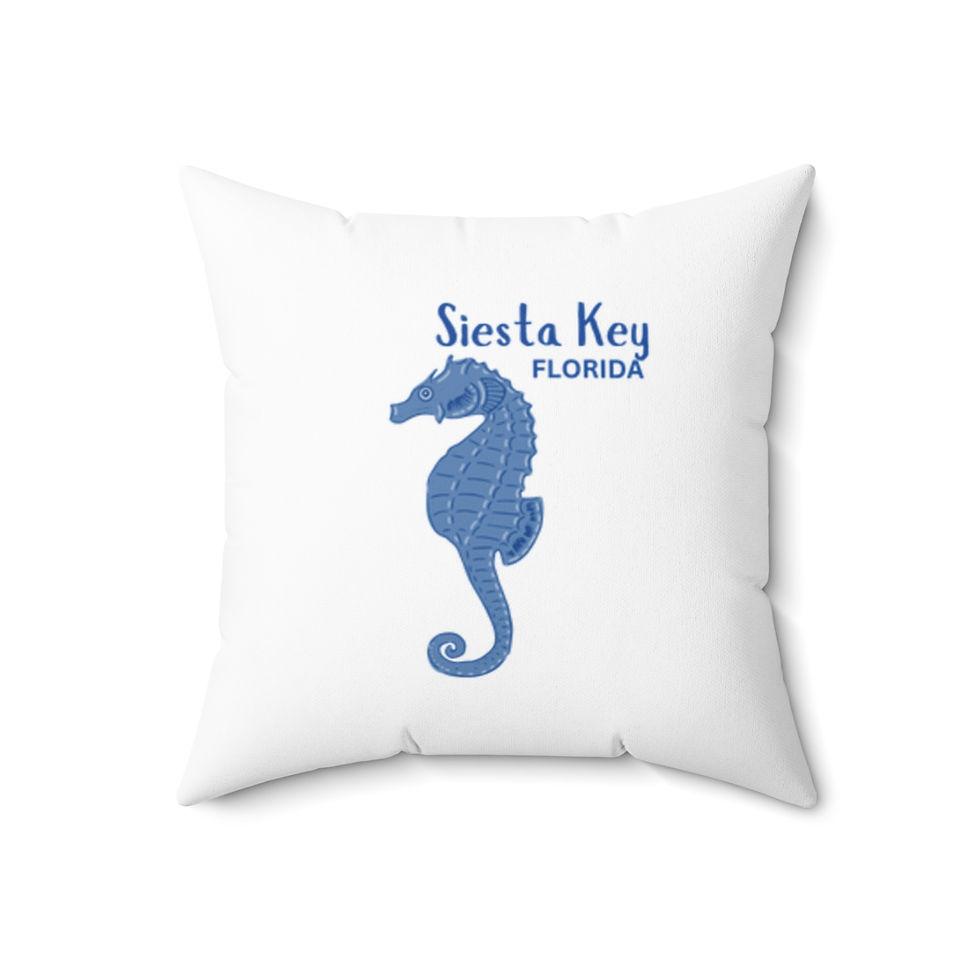 Thumbnail: Sea Horse Siesta Key Florida Coastal Island Art Spun Polyester Square Pillow