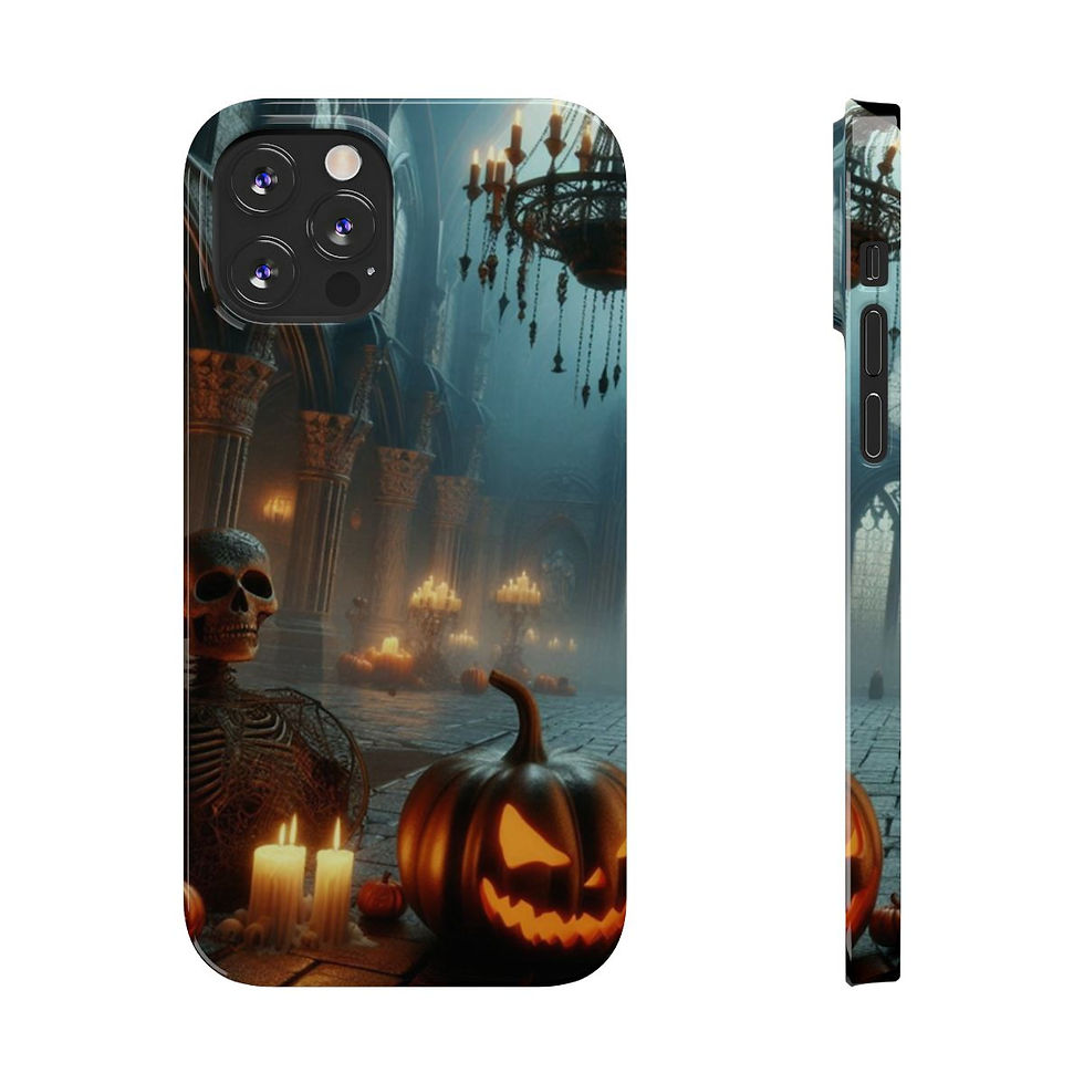 Thumbnail: Gothic Skeleton Halloween Slim iPhone Case