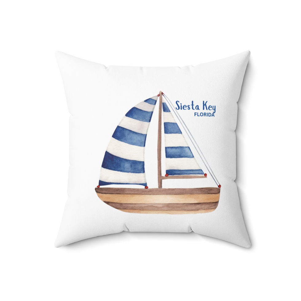 Thumbnail: Siesta Key Florida Coastal Island Art Spun Polyester Square Pillow