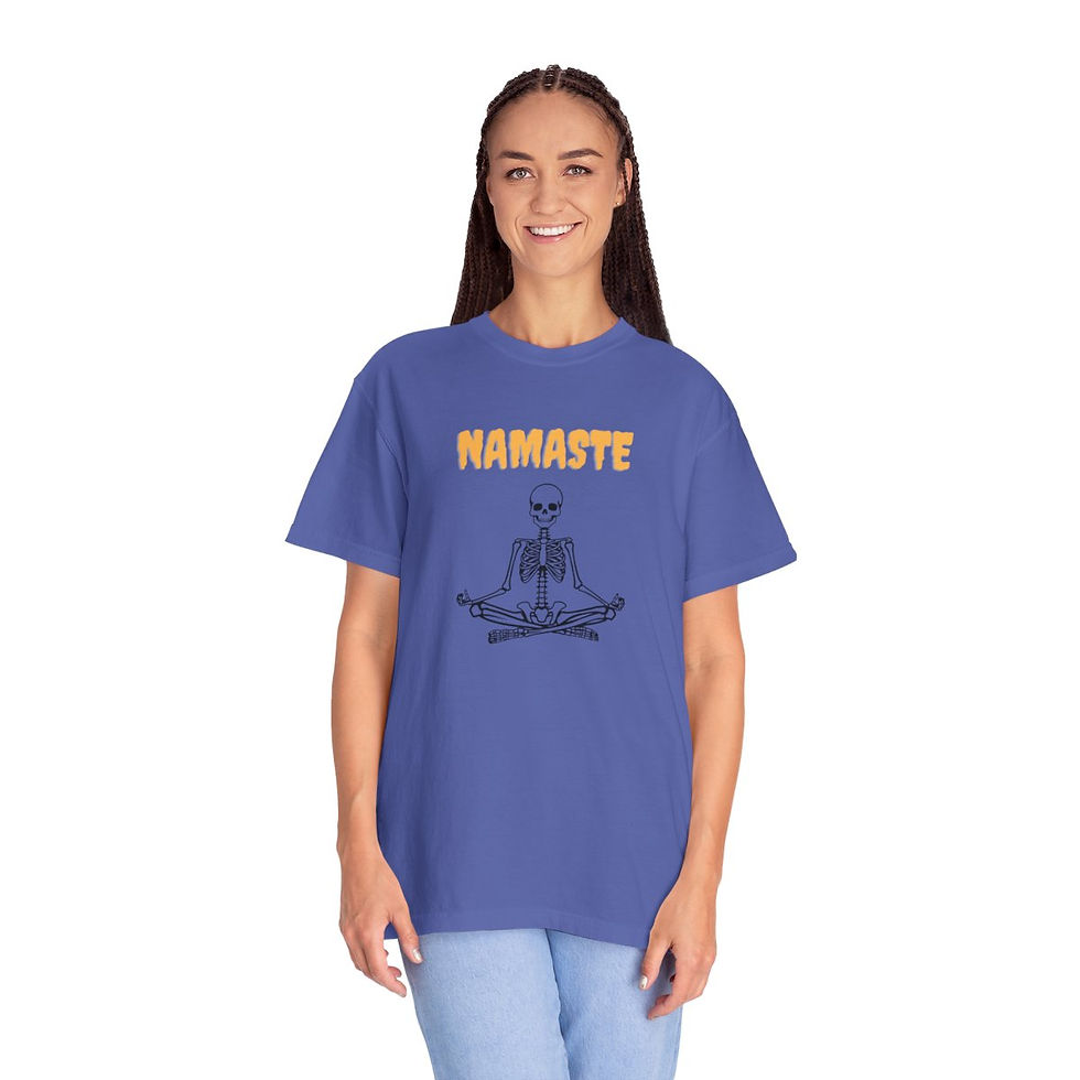 Thumbnail: Halloween Namaste Skelton Tee