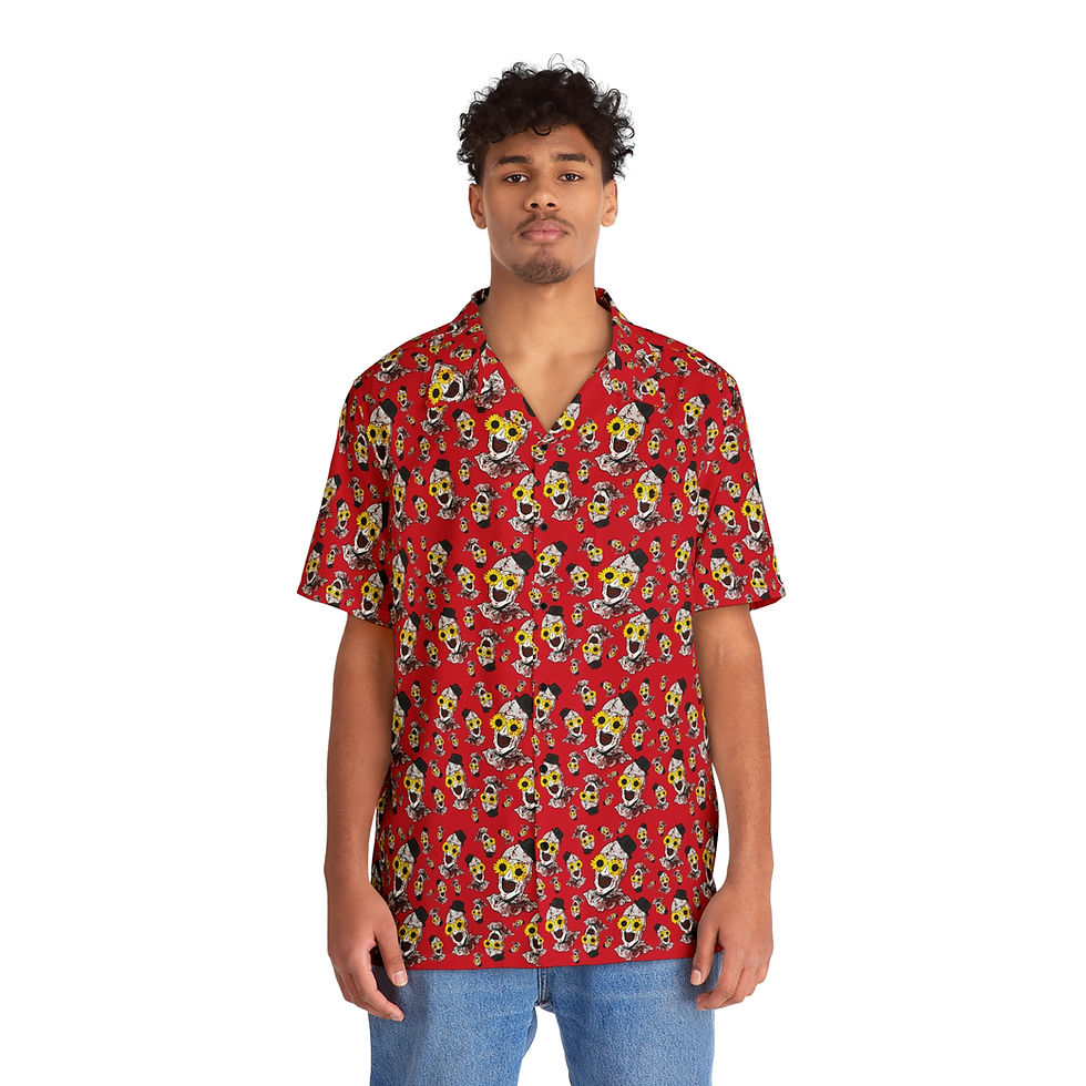 Thumbnail: Terrified 3 Art the Clown Halloween | Men's button up Shirt in Red