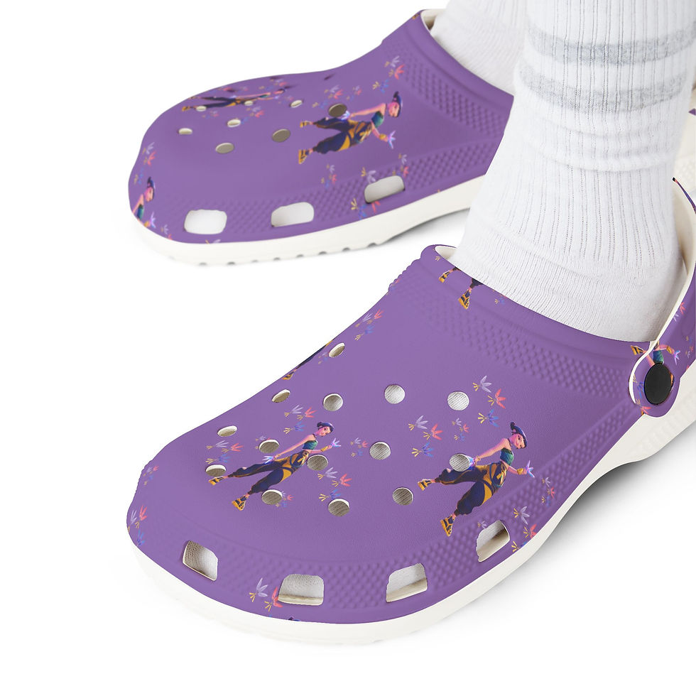 Thumbnail: Zoey Daggers Foam Rubber Croc Shoes | PURPLE/White Base