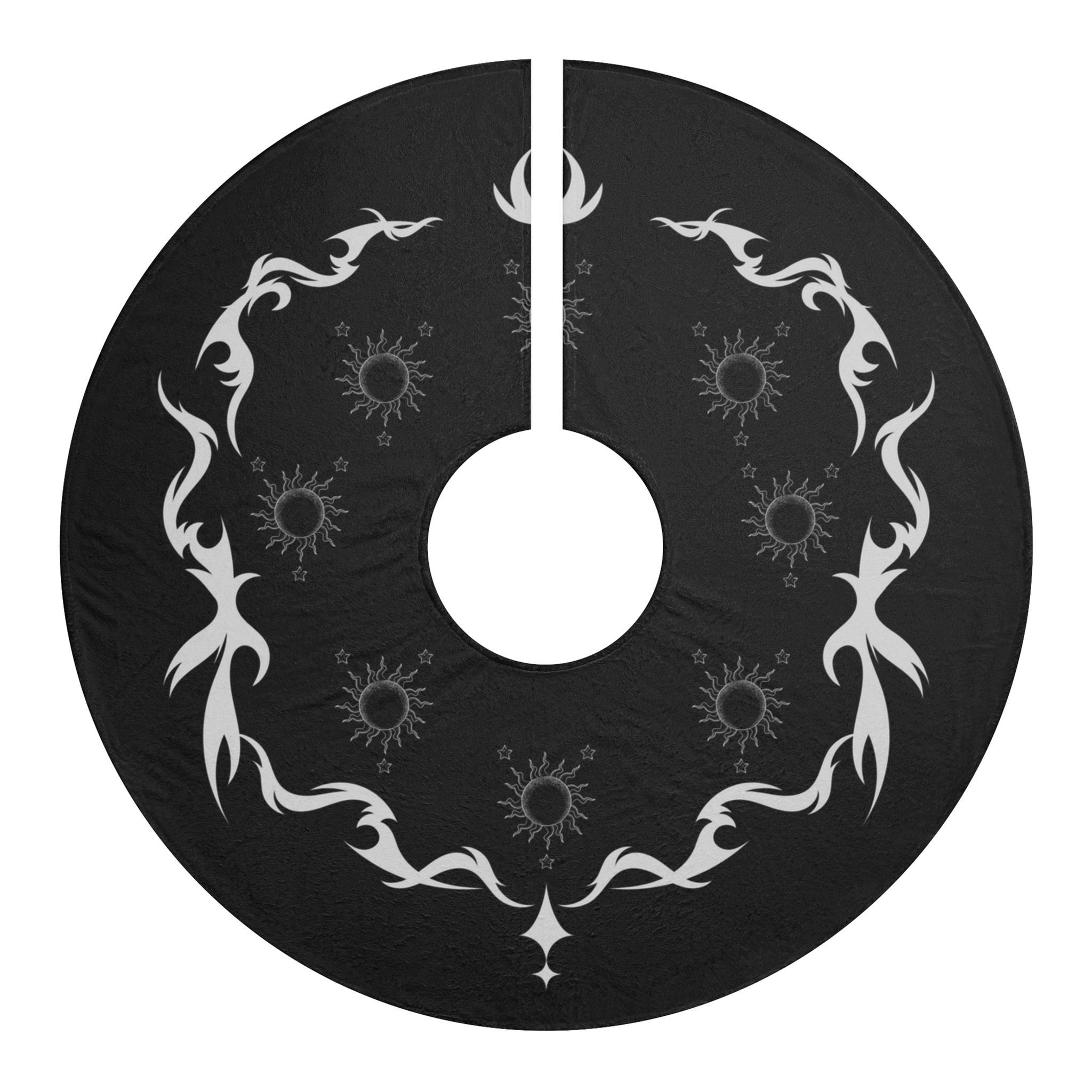 Gothic Sun Wreath Christmas Tree Skirt | Gothic Holiday Tree Mat