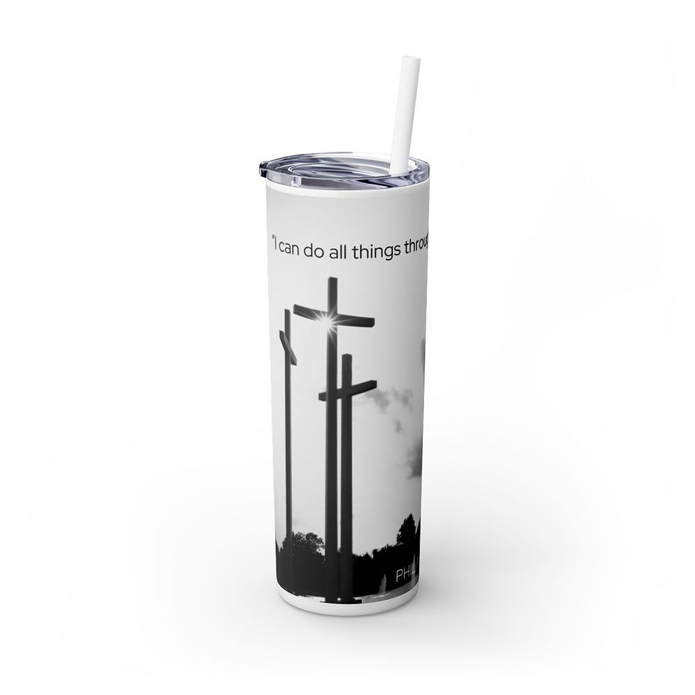 Thumbnail:  Philippians 4:13 Personalized Skinny Tumbler with Straw, 20oz