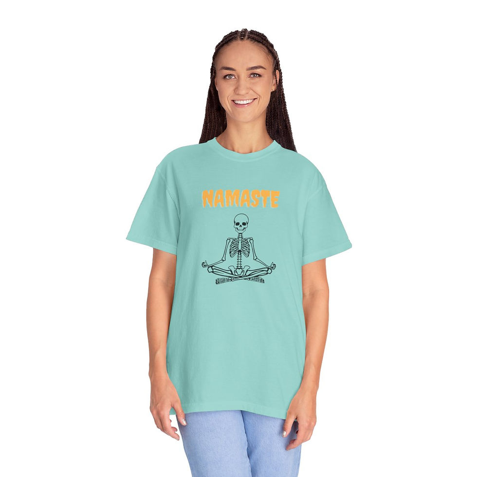 Thumbnail: Halloween Namaste Skelton Tee