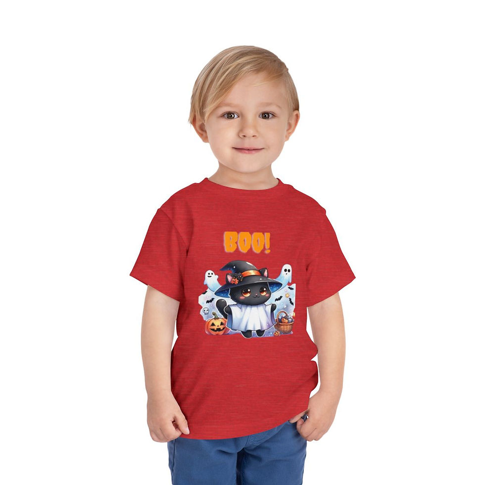 Thumbnail: Black Baby Cat Halloween Toddler Short Sleeve Tee