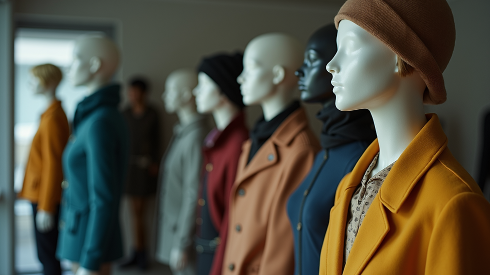 Eye-level view of a mannequin dressed in a detailed custom cosplay costume