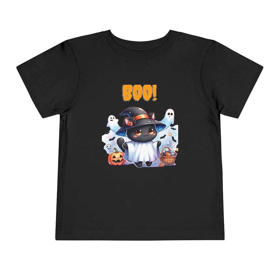 Thumbnail: Black Baby Cat Halloween Toddler Short Sleeve Tee
