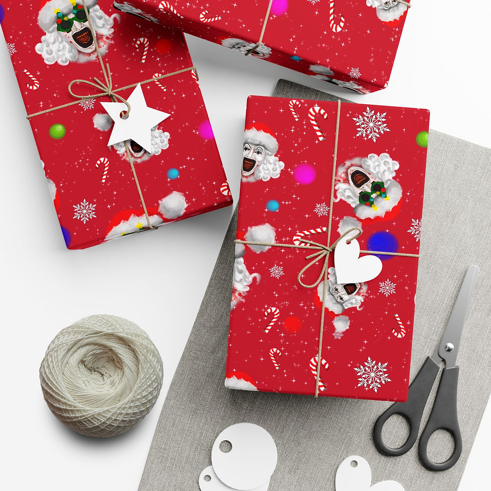 Thumbnail: Terrified Clown Gift Wrap Design II Paper | RED