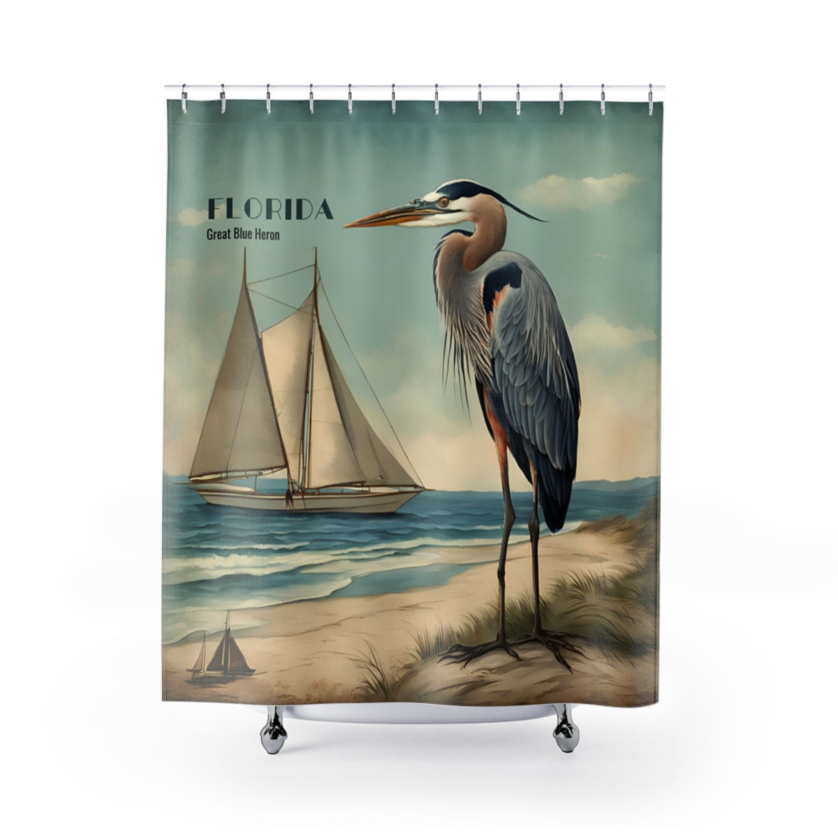 Birder Shower Curtain Florida Great Blue Heron  