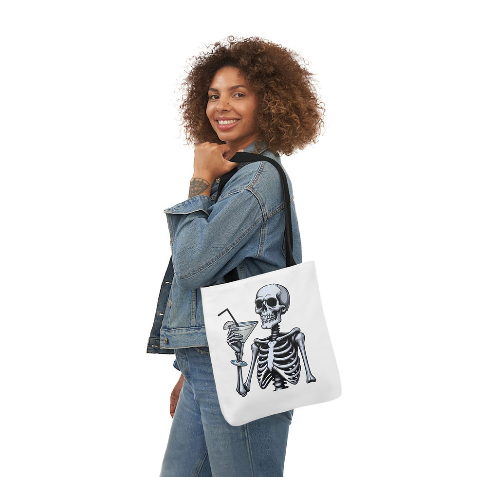 Skeleton Martini Inspired Canvas Tote Bag