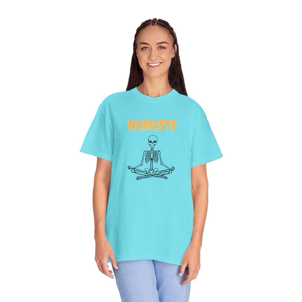 Thumbnail: Halloween Namaste Skelton Tee