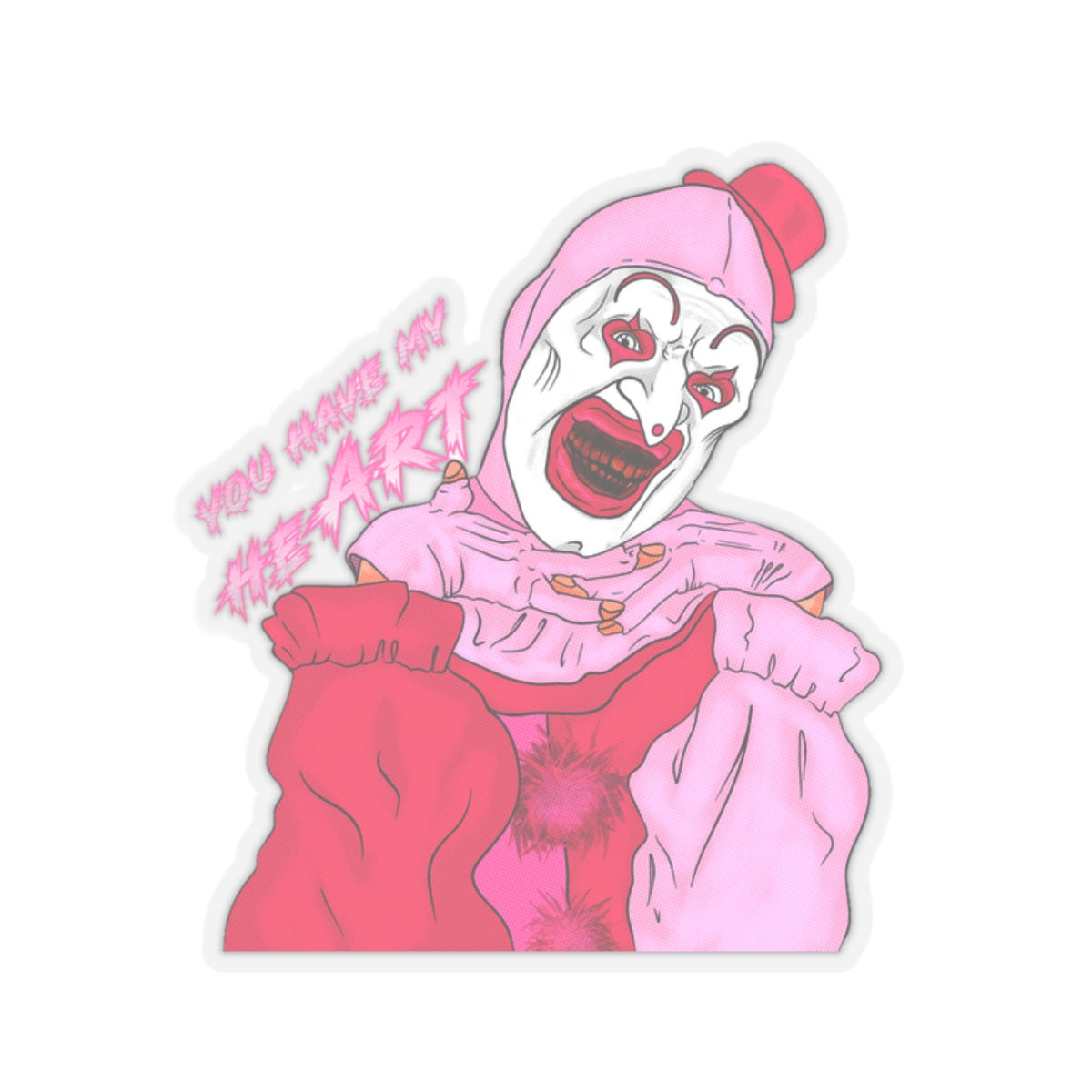Horror Clown Kiss-Cut Stickers - Terrifier Art The Clown Design