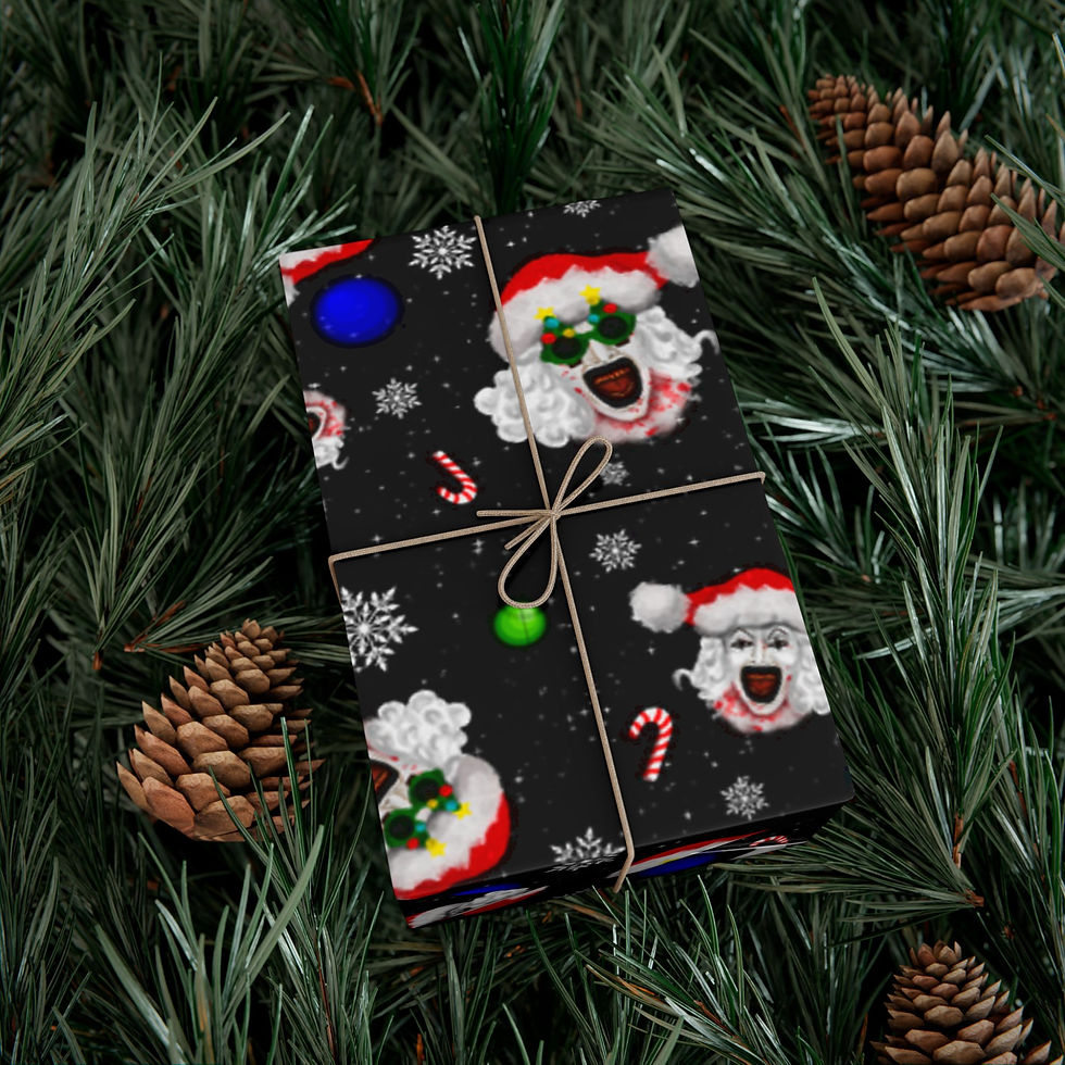 Thumbnail: Terrified Clown Gift Wrap Design II Paper | BLACK