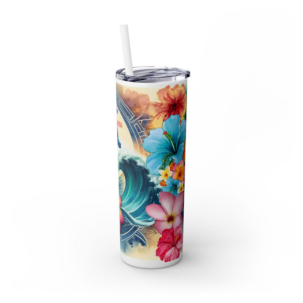 Thumbnail: Colorful Clearwater Florida Dolphin Skinny Keepsake Tumbler with Straw, 20oz