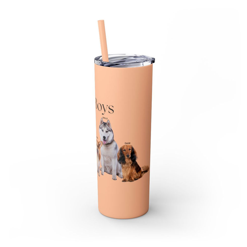 Thumbnail: DOG MOM Momma's Boys Dogs Photo Skinny Tumbler with Straw, 20oz