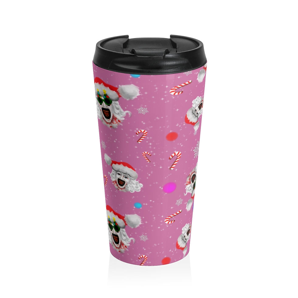 Thumbnail: Terrifier Art the Clown Stainless Steel Travel Mug PINK