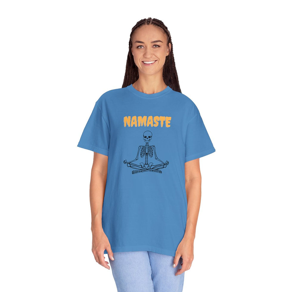 Thumbnail: Halloween Namaste Skelton Tee