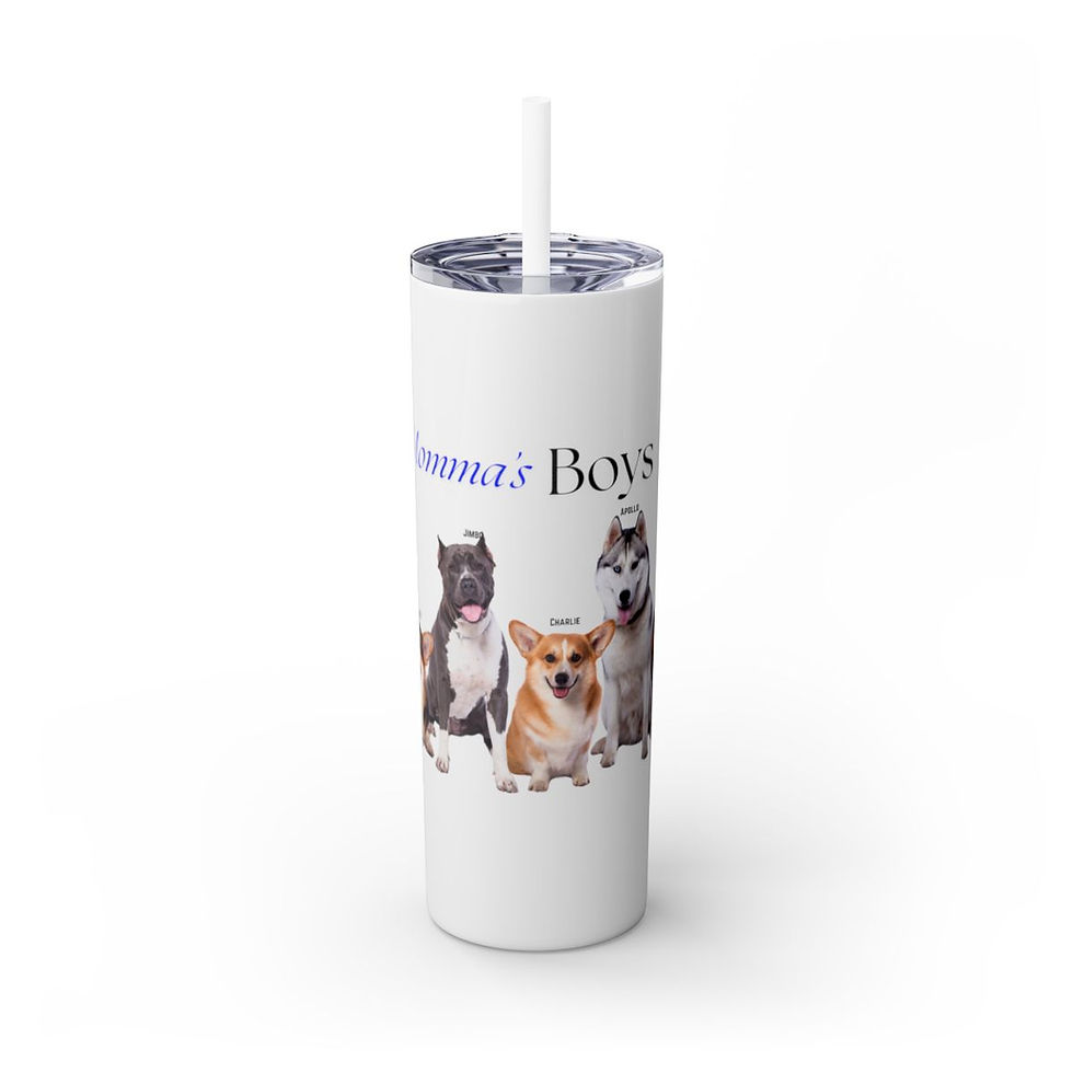 Thumbnail: DOG MOM Momma's Boys Dogs Photo Skinny Tumbler with Straw, 20oz