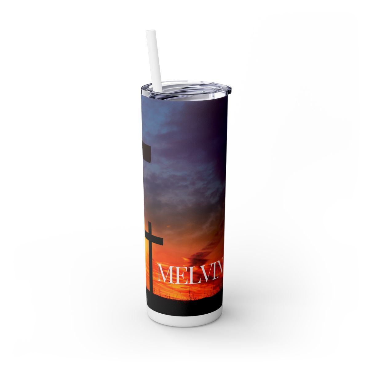 John 3:16 Personalized Bible Verse Skinny Tumbler with Straw, 20oz