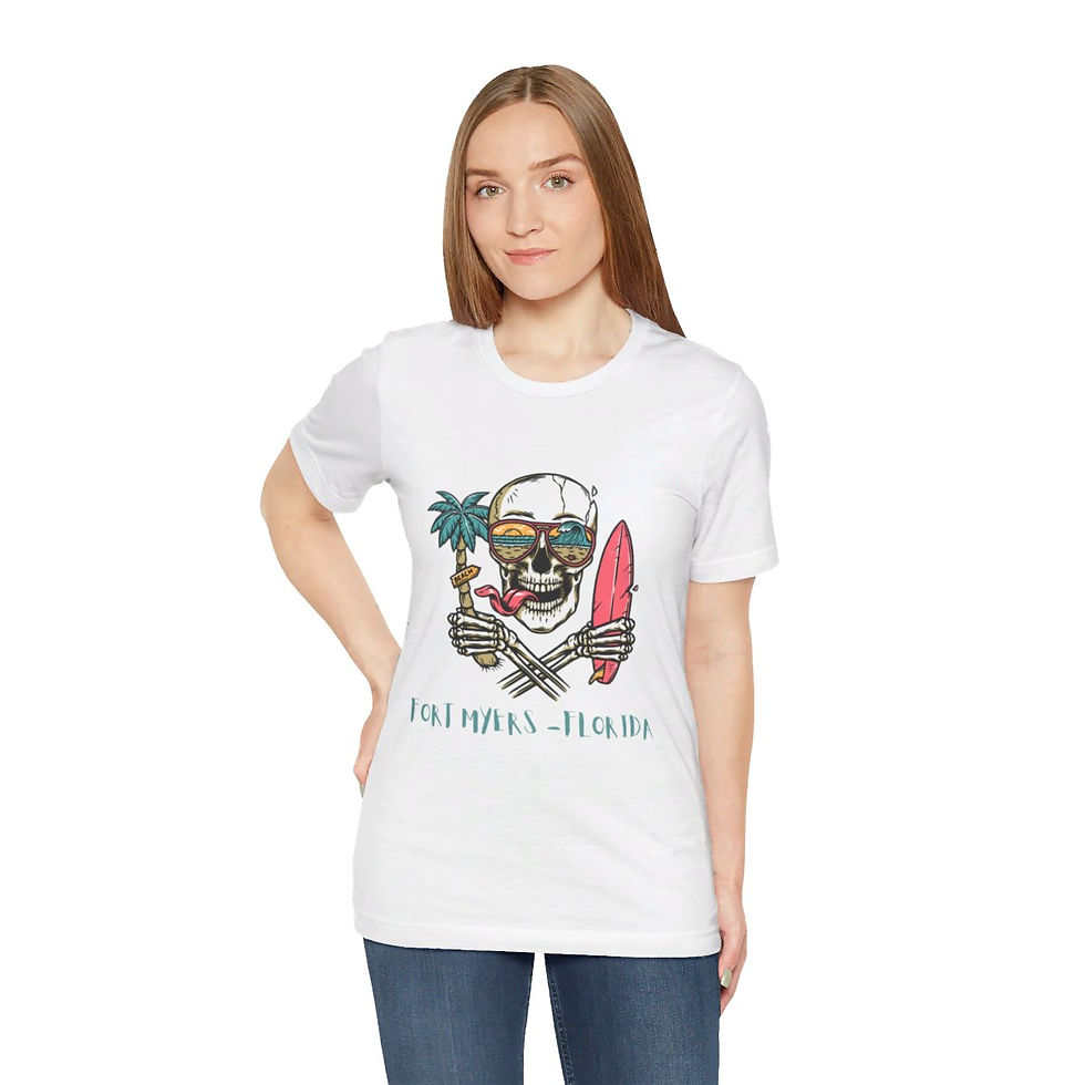 Thumbnail: Fort Myers Florida Skull Unisex Jersey Short Sleeve Spring Break Gift Tee